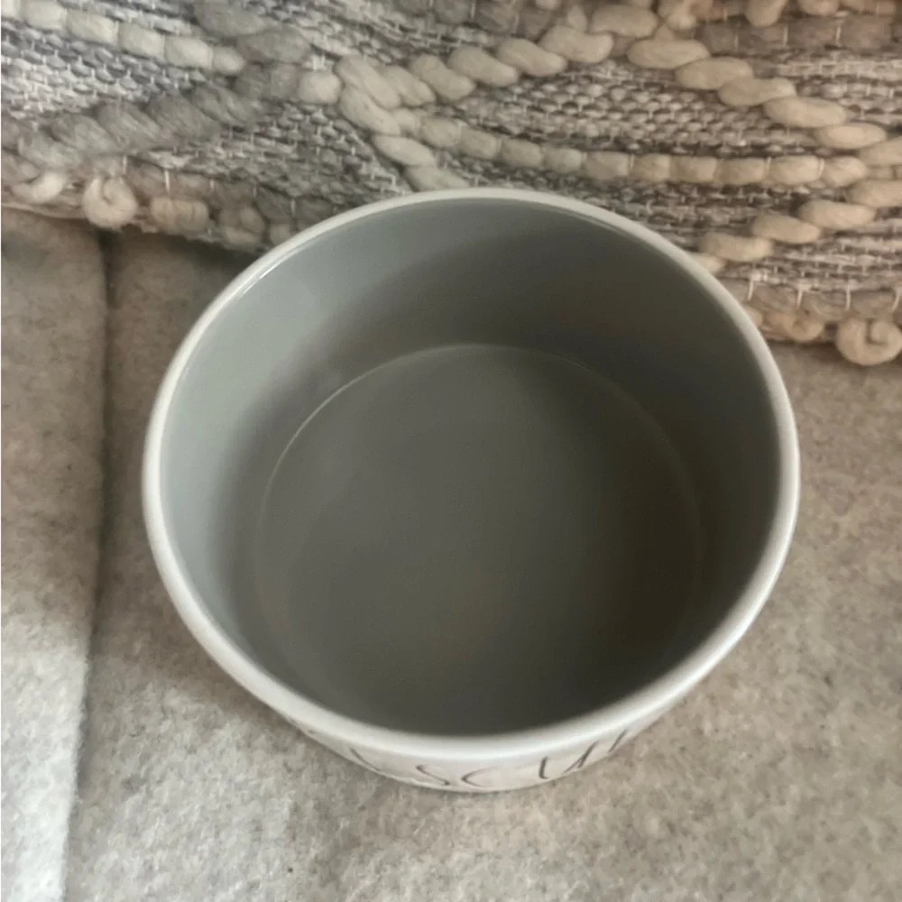Rae Dunn Rescued Ceramic Pet Bowl - White with Gray Interior - Picture 2 of 4